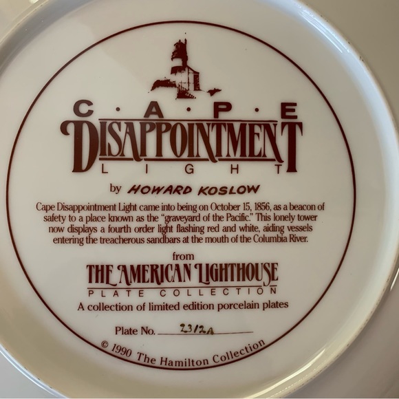 THE AMERICAN LIGHTHOUSE PLATE COLLECTION. Cape Disappointment Lighthouse! - Picture 3 of 7